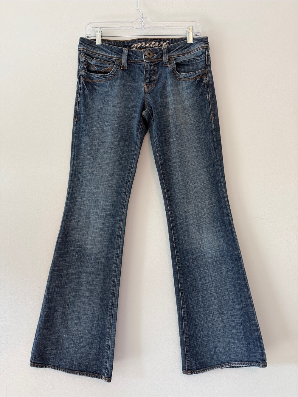 2000’s Mavi Women's Washed Blue Flare Jeans